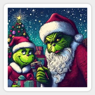 Whimsical Holidays: Grinch-Inspired Artwork and Festive Delights Sticker